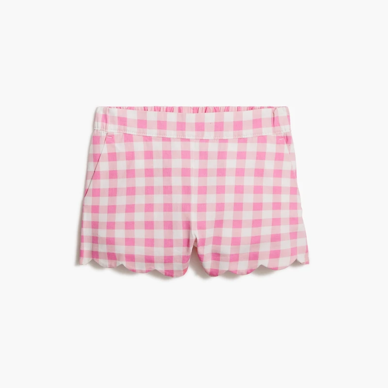 Girls' gingham scallop-hem short