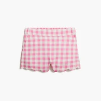 Girls' gingham scallop-hem short