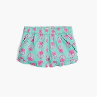 Girls' block-print short with ruffle hem