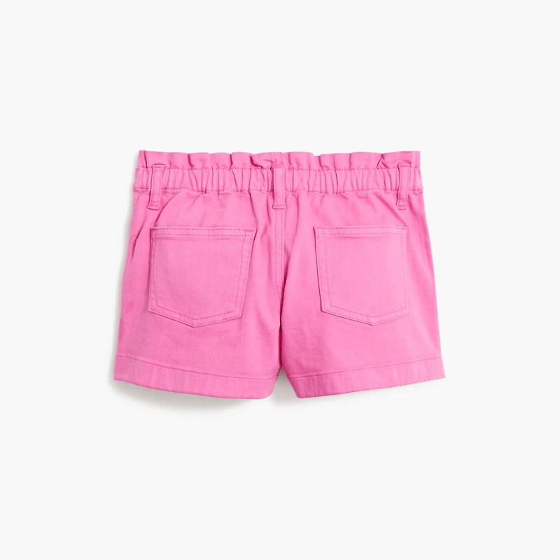 Girls' garment-dyed paper-bag denim short