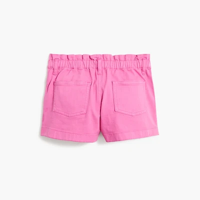Girls' garment-dyed paper-bag denim short