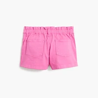 Girls' garment-dyed paper-bag denim short