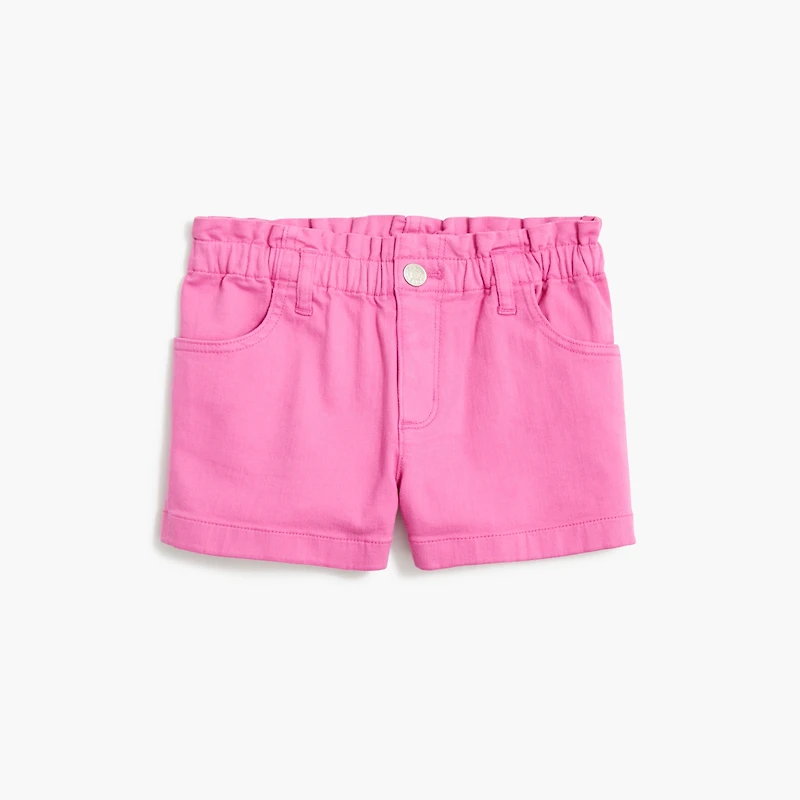 Girls' garment-dyed paper-bag denim short