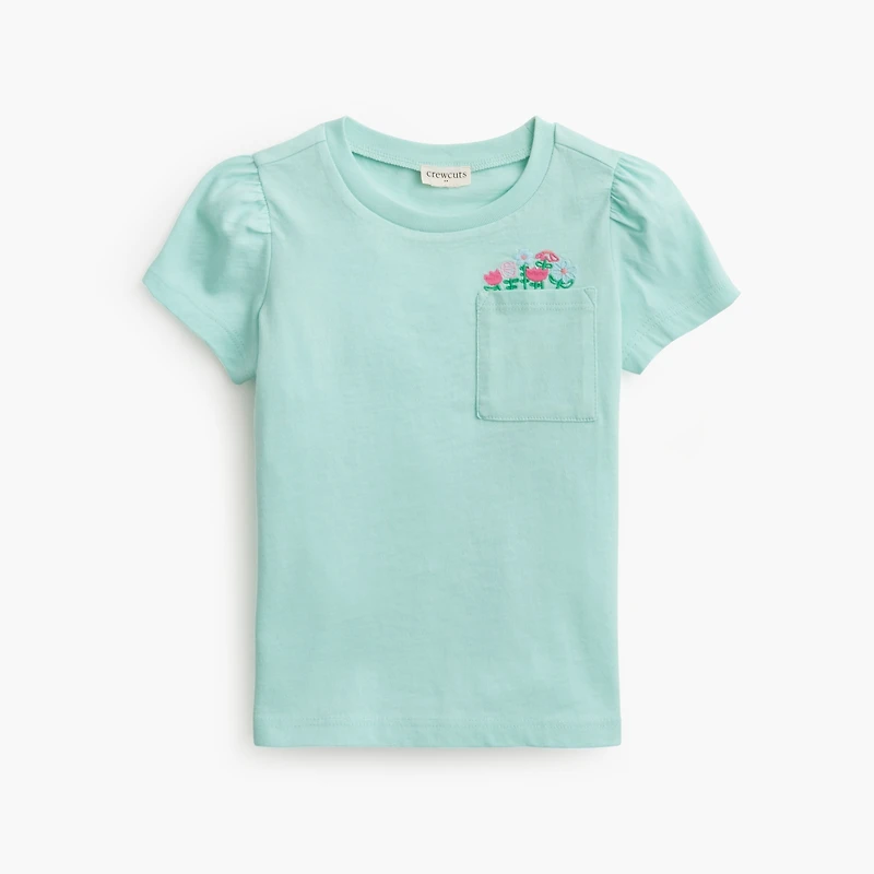 Baby & toddler girls' embroidered flowers pocket tee