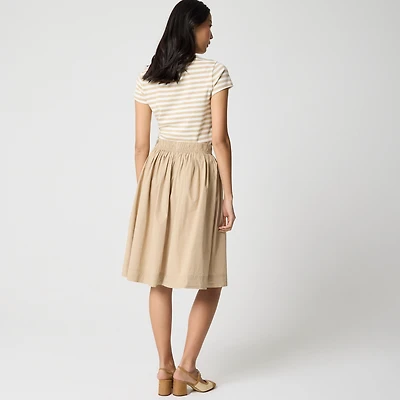 Pleated button-front midi skirt