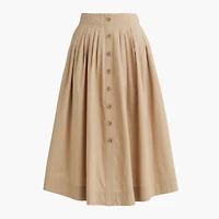 Petite pleated button-front midi skirt