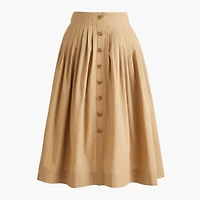 Petite pleated button-front midi skirt