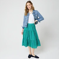 Printed tiered midi skirt
