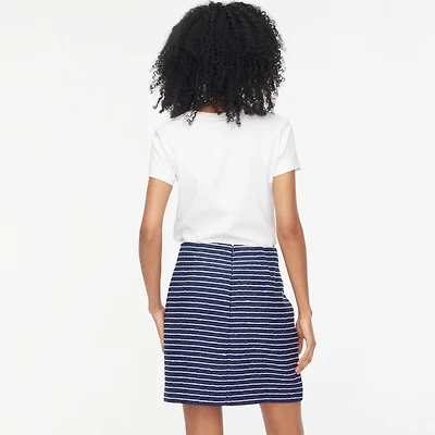 Striped tweed A-line mini skirt