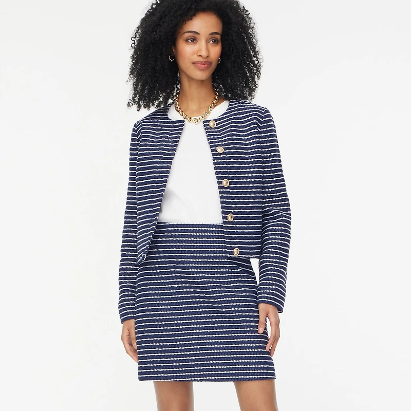 Striped tweed A-line mini skirt