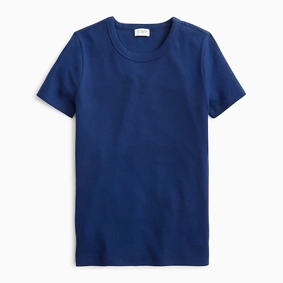 Short-sleeve ribbed crewneck tee