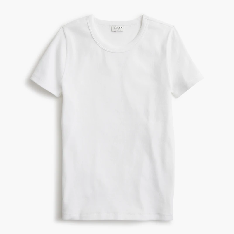 Short-sleeve ribbed crewneck tee