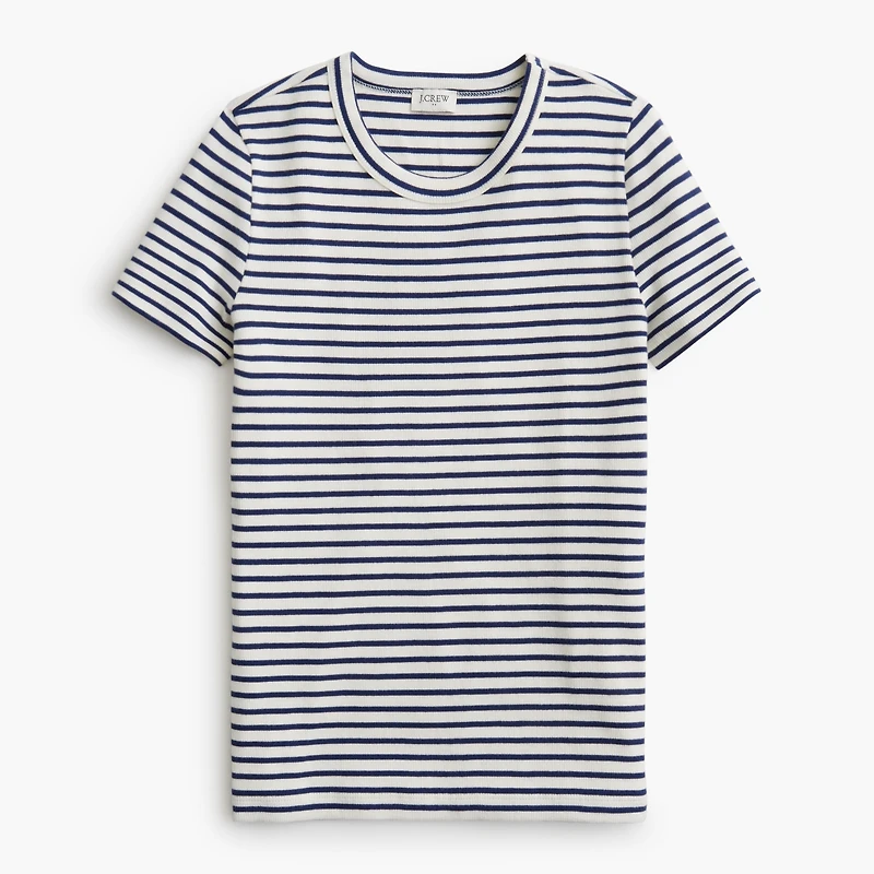 Striped ribbed crewneck tee