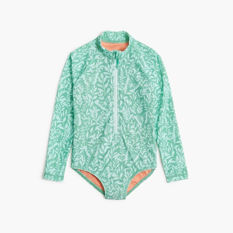 Girls' spring meadow rash guard swimsuit