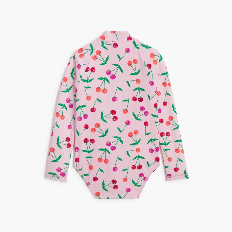 Girls' cherry rash guard swimsuit