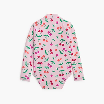 Girls' cherry rash guard swimsuit
