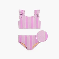 Girls' shimmer-stripe ruffle bikini set
