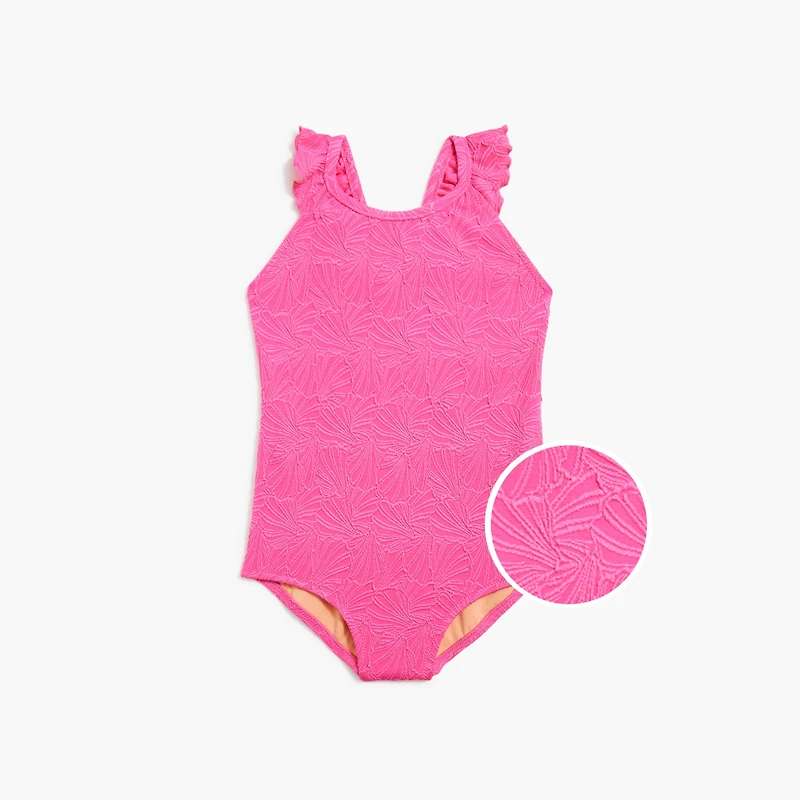 Girls' ruffle-strap one-piece shell swimsuit