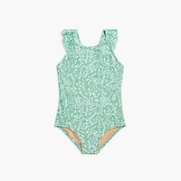 Girls' spring meadow ruffle-strap one-piece swimsuit