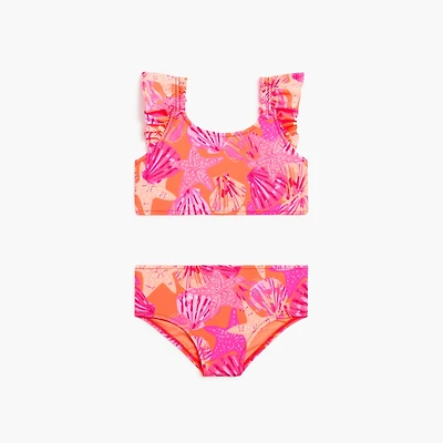 Girls' seashell ruffle bikini set