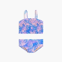 Girls' tie-dye smocked bikini set