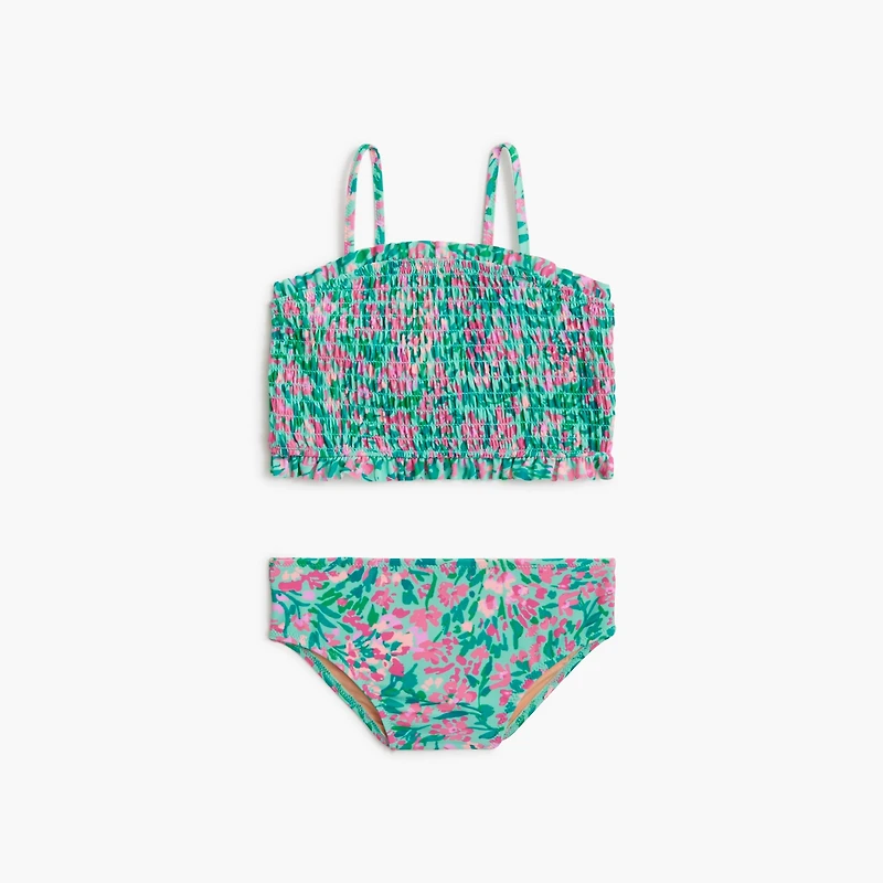 Girls' floral smocked bikini set