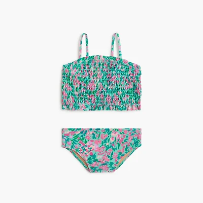Girls' floral smocked bikini set