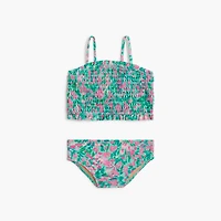 Girls' floral smocked bikini set