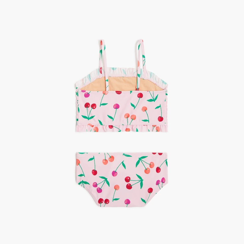 Girls' cherry smocked bikini set