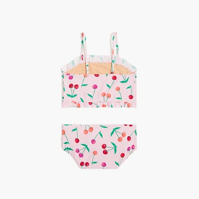 Girls' cherry smocked bikini set