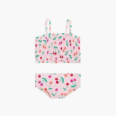 Girls' cherry smocked bikini set