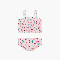 Girls' cherry smocked bikini set