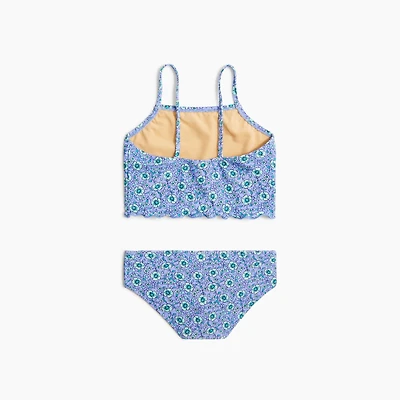 Girls' block-print tankini set