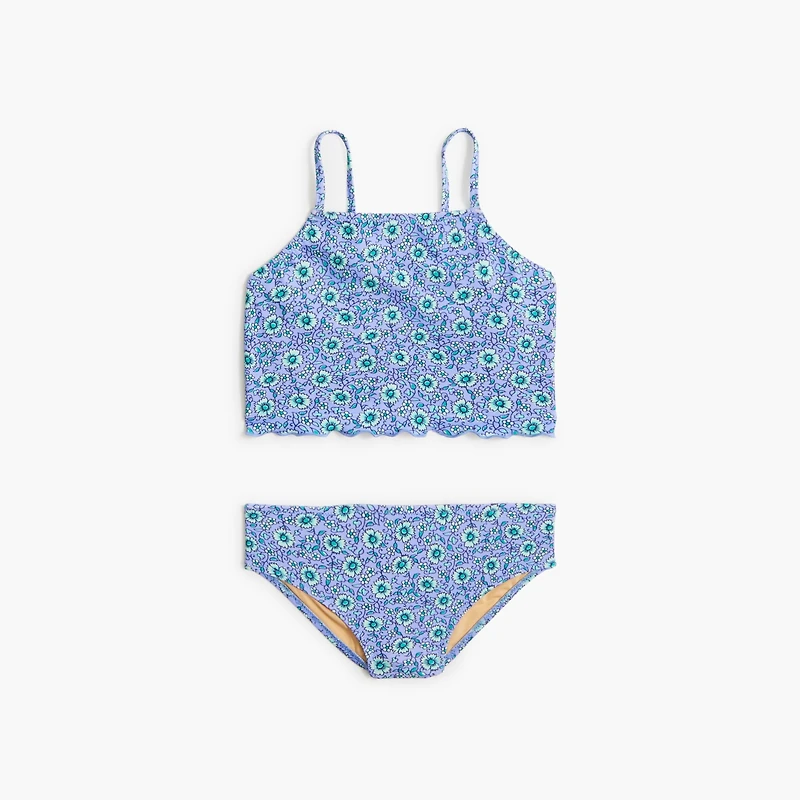 Girls' block-print tankini set