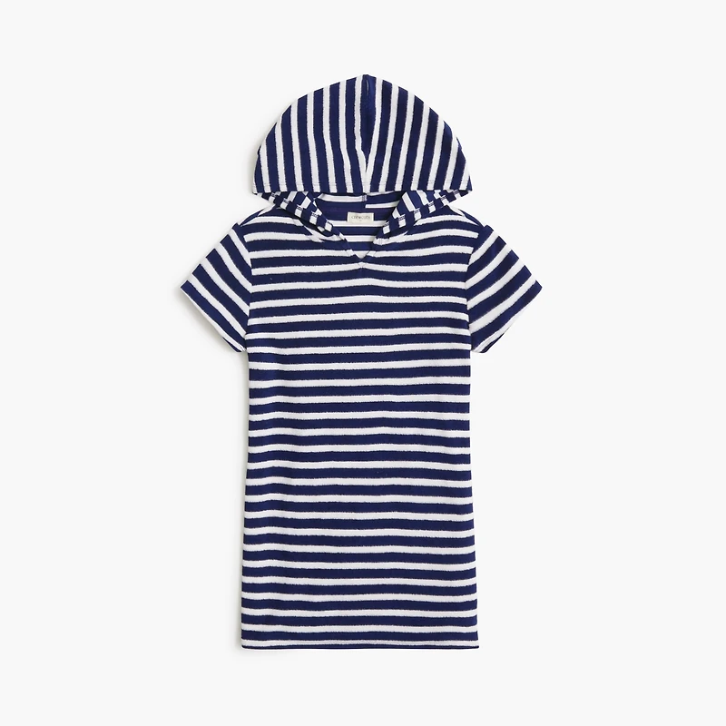 Kids' terry cloth striped hooded beach tunic