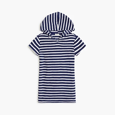 Kids' terry cloth striped hooded beach tunic
