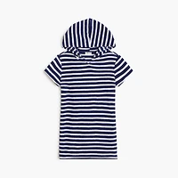 Kids' terry cloth striped hooded beach tunic