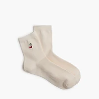 Embroidered cherry boot socks