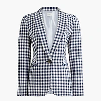 Gingham one-button blazer