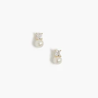 Pearl crystal stud earrings