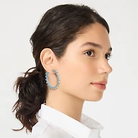 Woven rhinestone wrapped hoop earrings