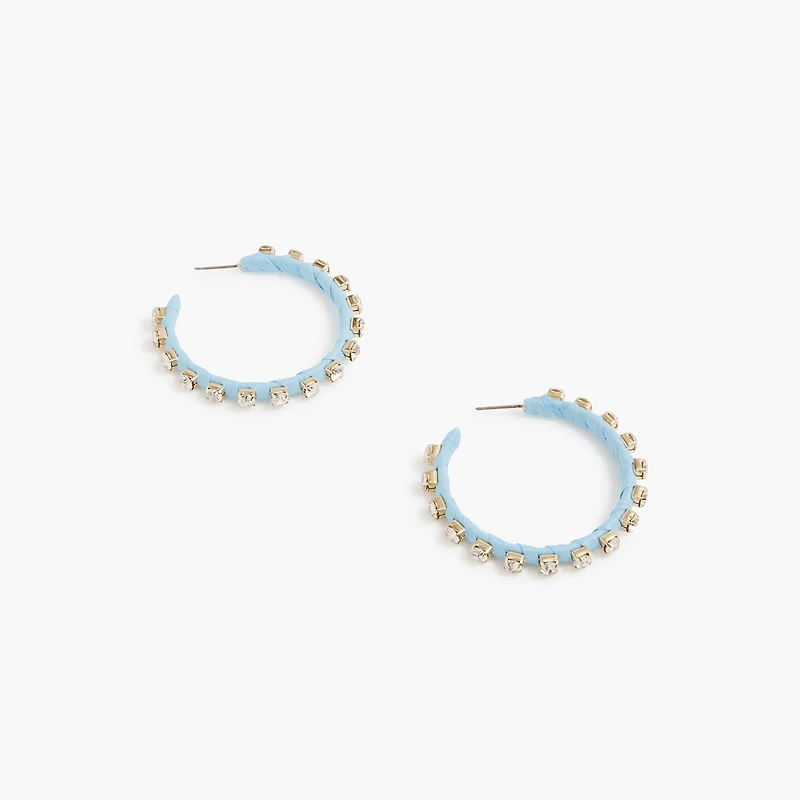 Woven rhinestone wrapped hoop earrings
