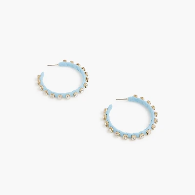 Woven rhinestone wrapped hoop earrings