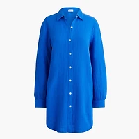 Button-down gauze tunic cover-up