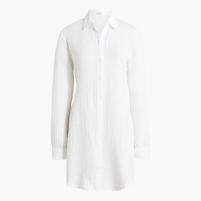 Button-down gauze tunic cover-up