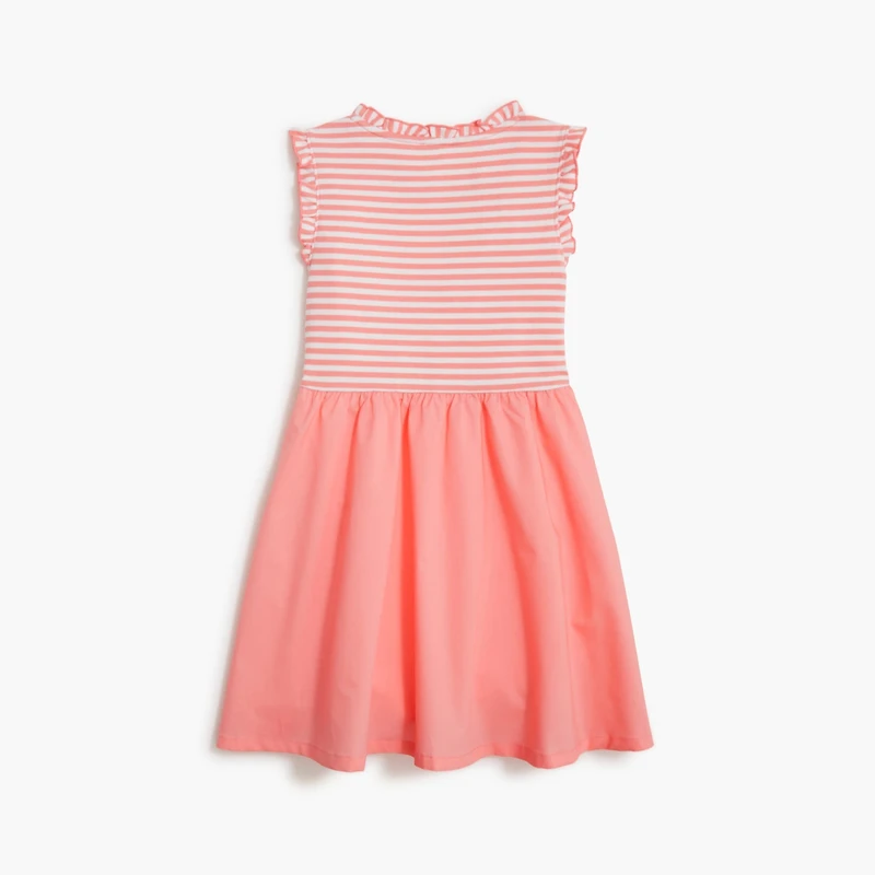 Girls' striped mixed-media dress