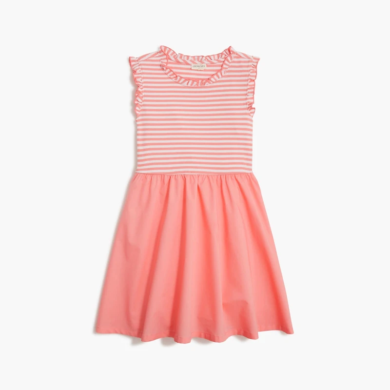 Girls' striped mixed-media dress
