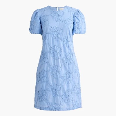 Embroidered puff-sleeve mini dress