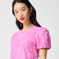 Embroidered puff-sleeve mini dress