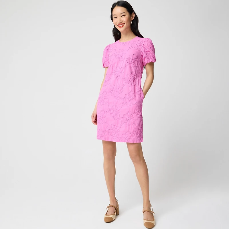 Embroidered puff-sleeve mini dress